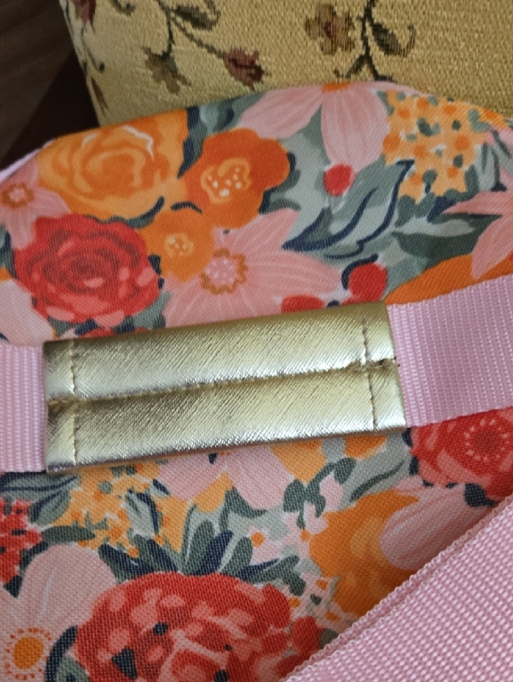 Source Unknown Pink Floral Canvas Bucket Travel Bag with Orange Accents - Picture 2 of 6